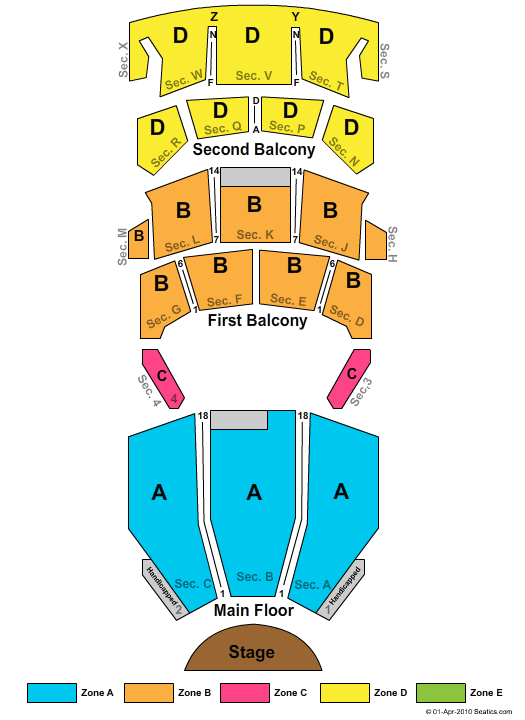 Burton Cummings Theatre End Stage Zone Seating Chart